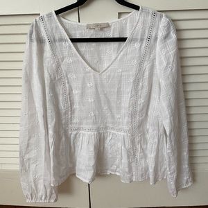 Women's White Embroidered Dress Shirt